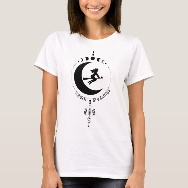 Mabon Blessings, witch, moon, wheat T-Shirt (Front)