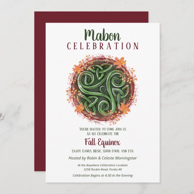 Mabon Fall Equinox Celtic Triskelion Harvest Invitation (Front/Back)