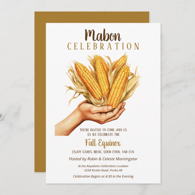 Mabon Fall Equinox Harvest Corn Bouquet Invitation (Front/Back)