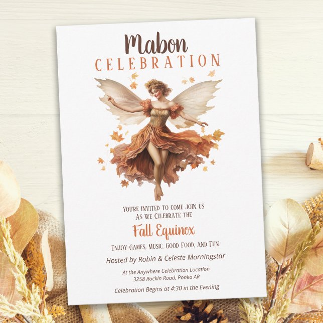 Mabon Harvest Fall Equinox Retro Fairy Invitation (Creator Uploaded)