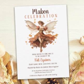 Mabon Harvest Fall Equinox Retro Fairy Invitation