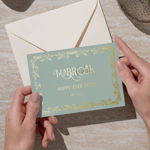 Mabrook you are married Greeting Foil Holiday Postcard