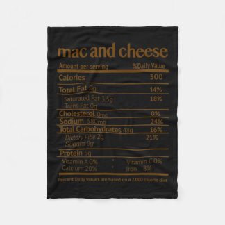 Mac And Cheese Costume Funny Food Nutrition Facts Fleece Blanket