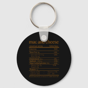 Mac And Cheese Costume Funny Food Nutrition Facts  Key Ring