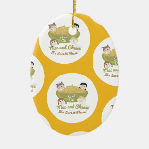 Mac and Cheese Please Pattern Ceramic Tree Decoration
