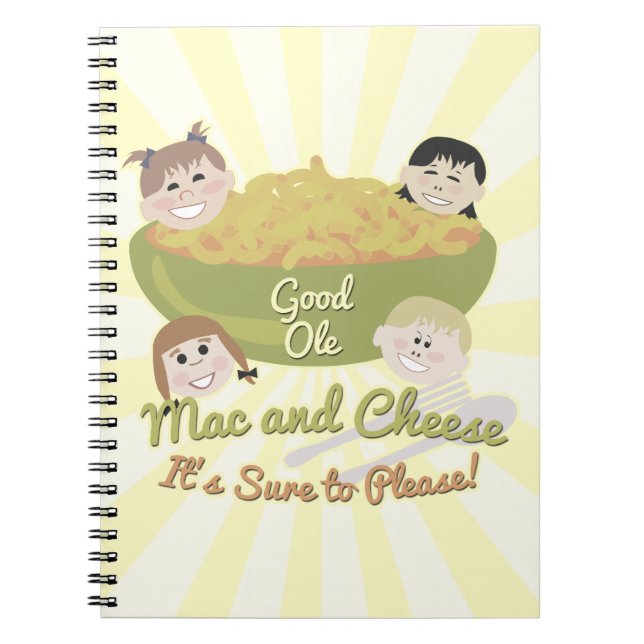Mac and Cheese Please Retro Kid Art Design Spiral Notebook (Front)