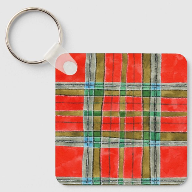 MAC BAIN TARTAN Aluminium Square Keychain (Front)