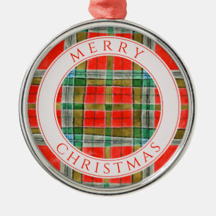 MAC BAIN TARTAN Premium Round Ornament + Text