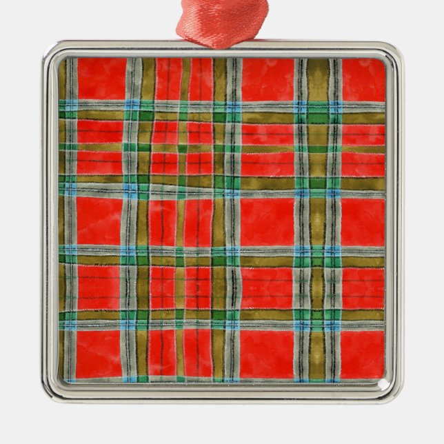 MAC BAIN TARTAN Premium Square Ornament (Front)