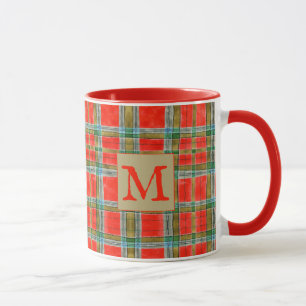 MAC BAIN TARTAN Red Combo Mug + Text