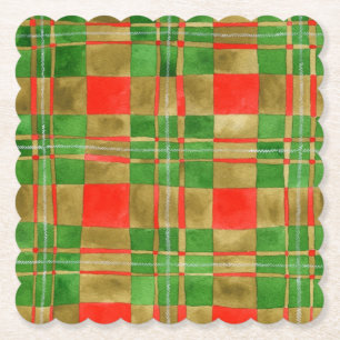 MAC GREGOR TARTAN Scalloped Square Paper Coasters 