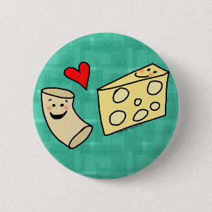 Mac Loves Cheese, Funny Cute Macaroni + Cheese 6 Cm Round Badge