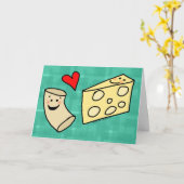 Mac Loves Cheese, Funny Cute Macaroni + Cheese Card (Yellow Flower)