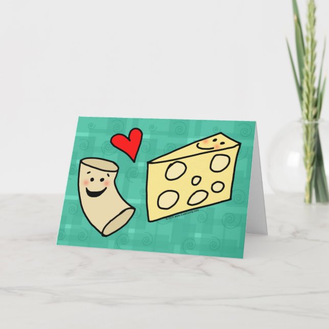 Mac Loves Cheese, Funny Cute Macaroni + Cheese Card (Front)