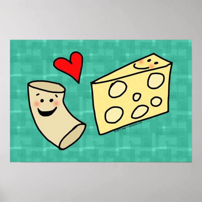 Mac Loves Cheese, Funny Cute Macaroni + Cheese Poster (Front)