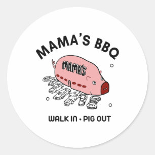 Mac Mama's Bbq Walk In Pig Out Sunny Summer Gift Classic Round Sticker