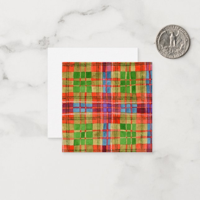 MAC RAE TARTAN 2.5x2.5 Square Flat Card  (Front/Back In Situ)
