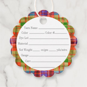 MAC RAE TARTAN 2" Scalloped Round Yarn Tags