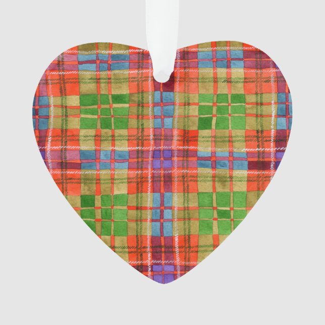 MAC RAE TARTAN Acrylic Heart Ornament (Front)