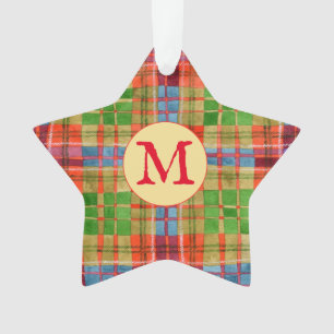 MAC RAE TARTAN Acrylic Star Ornament + Initial