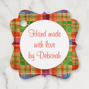 MAC RAE TARTAN Fancy Square "Hand Made" Tags