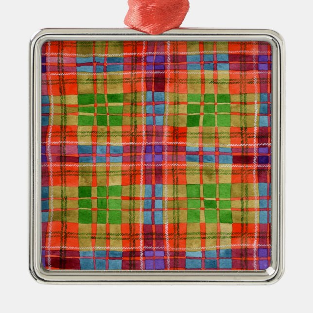 MAC RAE TARTAN Glass Square Ornament  (Front)
