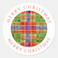 MAC RAE TARTAN Large Round Stickers + Text
