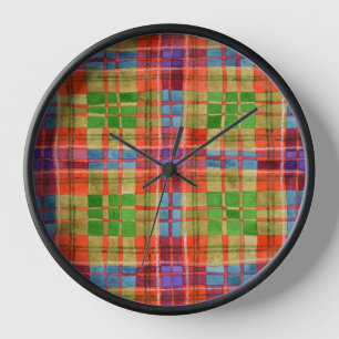 MAC RAE TARTAN Round Black Wooden Wall Clock