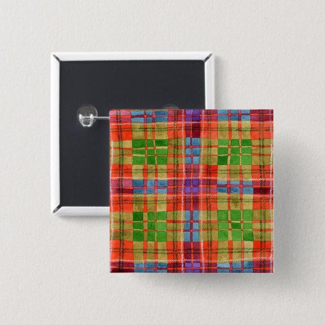 MAC RAE TARTAN Square Pin Button (Front & Back)