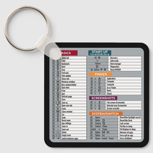 mac shortcut macos computer geek technology apple  key ring (Front)