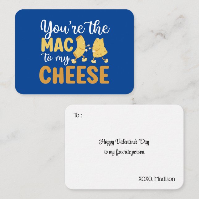 Mac To My Cheese Funny Pun Cute Valentines Day Card (Front/Back)