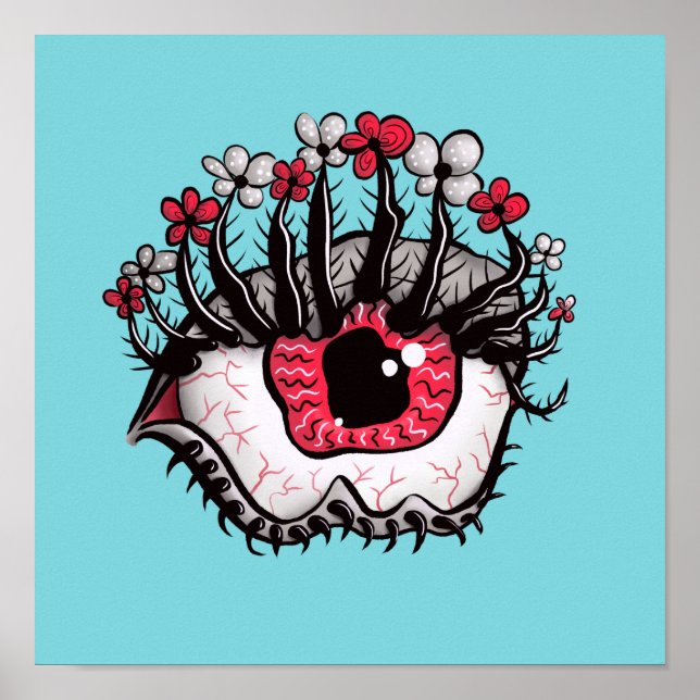 Macabre Eye Melt Creepy Psychedelic Dark Art Poster (Front)