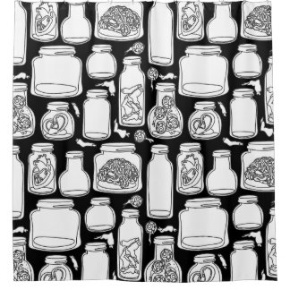 macabre medical specimens black white gothic shower curtain