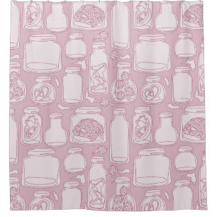 macabre medical specimens pastel pink gothic  shower curtain