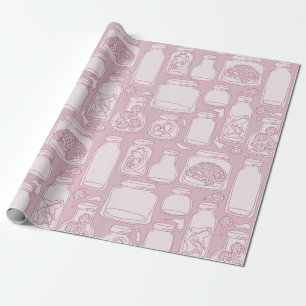 macabre medical specimens pastel pink gothic wrapping paper