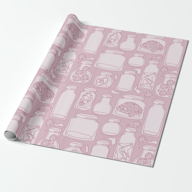 macabre medical specimens pastel pink gothic  wrapping paper (Unrolled)