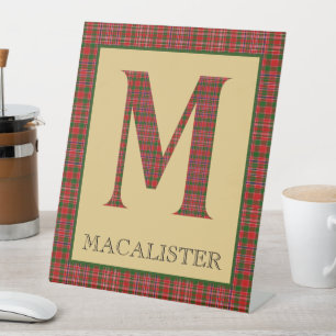 MacAlister Tartan Monogram M  Pedestal Sign