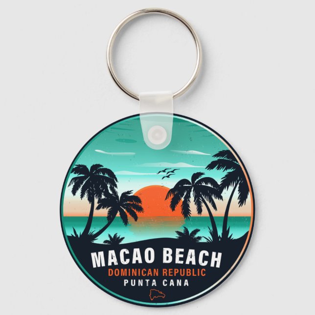 Macao Beach Dominican Retro Sunset Souvenir 60s Key Ring (Front)