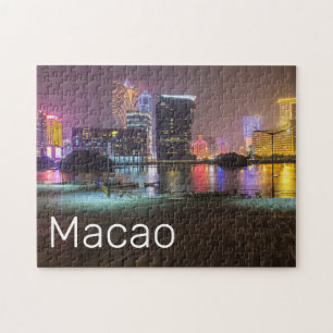 Macao Casino Skyline Panorama China Nighttime Jigsaw Puzzle