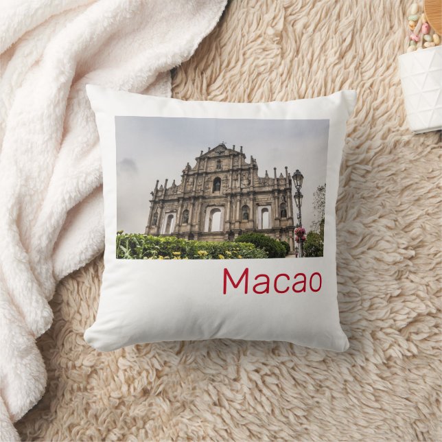 Macao Ruin of St. Paul's Church China Souvenir Cushion (Blanket)