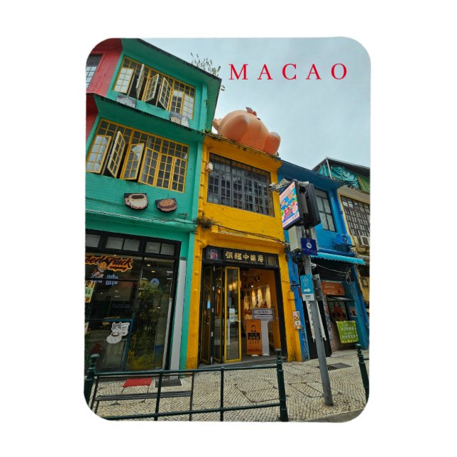 Macao shops view fridge magnet (Vertical)