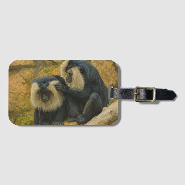 Macaque Bond – Grooming Ritual Luggage Tag (Front Horizontal)