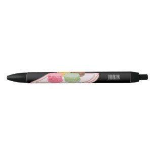 Macaron cartoon illustration  black ink pen