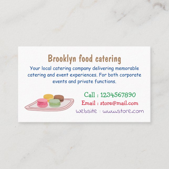 Macaron cartoon illustration business card (Front)