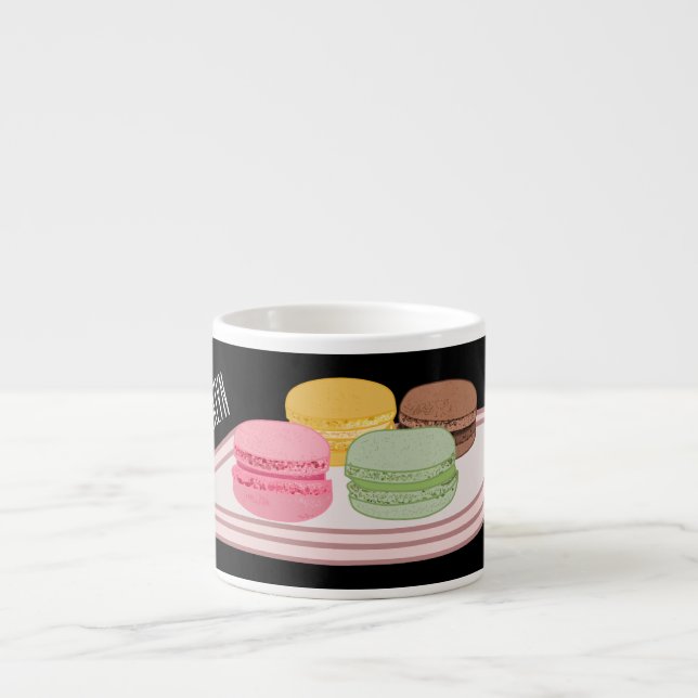 Macaron cartoon illustration  espresso cup (Front)