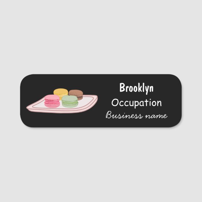 Macaron cartoon illustration name tag (Front)