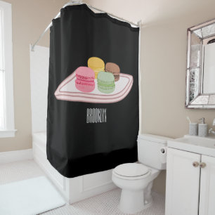 Macaron cartoon illustration shower curtain