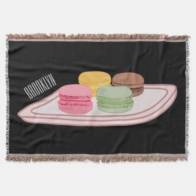 Macaron cartoon illustration  throw blanket (Front)