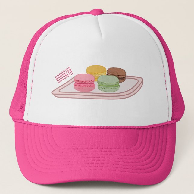 Macaron cartoon illustration  trucker hat (Front)
