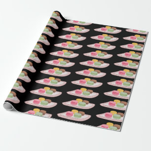 Macaron cartoon illustration wrapping paper